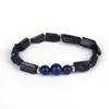 Strand Natutal Healing Energy Pietra minerale semipreziosa Tormalina nera grezza Onice Ematite Howlite Occhio di tigre Ciondoli Braccialetti unisex