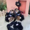 Atletische schoenen Dollling sieraden Cheetah print meisje katoen baby zijden veter met zwarte kanten bloem 0 6 12 18 24 maanden