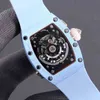 럭셔리 메커니즘 시계 손목 시계 비즈니스 레저 RM037 완전 자동 기계식 세라믹 케이스 테이프 여성