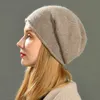 Beanie / Skull Caps Donna Slouch Beanies Skullies Alta qualità femminile Solid Cashmere Wool Knit Beanie Hat Girl Winter Warm Bonnet Outdoor T221020