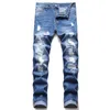 Jeans strappati da uomo slim fit Primavera Autunno Pantaloni dritti elasticizzati con foro distrutto Pantaloni in denim stile street fashion Pantalones