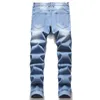 Jeans strappati da uomo slim fit Primavera Autunno Pantaloni dritti elasticizzati con foro distrutto Pantaloni in denim stile street fashion Pantalones