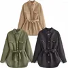 Dames Trench Coats Street Fashion Belt Lace-Up Cotton Jacket Fall 2022 Women#39; s losse en dunne revers lange mouw top