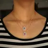 Choker luxe Frankrijk Europeaan verkopen bruiloft ketting cz traan drop link chic chic 4 kleuren kleurrijke zomercoller kettingen