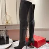 Kate Botta Black Genuine Leather Over-the-Knee Boots Tisos de tacones de tacones Pointing Toes laterales con cremallera altas altas botas altas para mujeres zapatos de diseño de lujo calzado de fábrica de fábrica