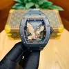 Orologio meccanico con movimento visibile, quadrante scheletrato con cassa nera RM57-05