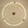 Lâmpadas pendentes pós -modernas nórdicas atmosfera de luxo designer redondo designer led restaurante sala de estar lâmpada de cristal faixa