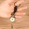 Antik-Stil-Uhr, runde Form, für Herren und Damen, Anhänger, Quarz-Taschenuhren, römische Zahlenuhr mit Schlüsselanhänger, Seil