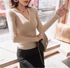 Women's Sweaters 2022 Autumn Winter Pullovers Jumpers Ladies Sexy Low-cut Pull Femme Well Elastic Woman Sweater Knitting Women