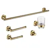 Bath Accessory Set Bathroom Accessories Wall Mount Hand Towel Bar Brushed Gold Stainless Steel Paper Holder Toothbrush Cup Robe Hook