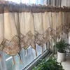 Curtain Retro Style Beige Cotton&Linen Crochet LaceTassel Coffee Multi-function Decorative Short Size Customizable