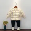 Automne et hiver doudoune pour enfants doublure intérieure manche extérieure version coréenne garçons et filles dessin animé impression bébé manteau chaud