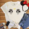 Damen-T-Shirts, Damen-T-Shirt, sexy Damen-Shirt, niedliches Cartoon-Augen-Druck, weiblich, kurzärmelig, Sommer-Tops, schöne Mädchen-Damen