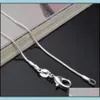 Catene 1Mm 2Mm 925 Sterling Sier Serpente Girocollo Collane In Dimensioni Opzionali 16 18 20 22 24 26 28 30 Pollici Consegna Goccia 2022 Gioielli F Dhhw7