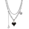 Choker 2 Pcs/set European And American Style Love Alloy Chain Love-shaped Ins Net Red Cold Wind Double Layered Clavicle