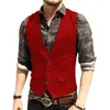 Herrdr￤kter formella aff￤rsullsillbensben tweed casual kostym Vest skr￤ddarsydd mode Men's V Neck Groom Wedding Outfits 1 Pieces