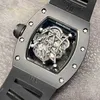 럭셔리 남성 역학 시계 손목 시계 와인 배럴 레저 비즈니스 시계 RM055 완전 자동 기계적 R 트렌드 세라믹 남성
