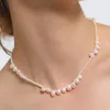 Girocollo elegante fiore barocco collana di perle naturali per donne mini piccole perle irregolari perle a catena femminile