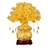 19 cm Albero di cristallo naturale Ornamenti di denaro Stile bonsai Ricchezza Fortuna Feng Shui Decorazioni per la casa con monete d'oro e base 211101