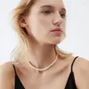 Ras du cou Simple collier de perles d'eau douce femmes bijoux Vintage fil argenté Design de mode femme clavicule chaîne