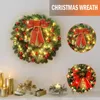 Decorative Flowers Christmas Wreath Artificial Pinecone Red Berry Garland Hanging Pine Cone Maple Cloth Rattan Material Hom