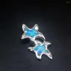 Pendanthalsband GemstoneFactory Jewelry Big Promotion 925 Silver Blue Opal Starfish Form Women Dams Gifts Halsband 20224524