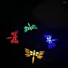 Cuerdas 2m Luces de cadena alimentadas por energía solar Al aire libre 4LED Iluminación de libélula impermeable para jardín Césped Paisaje Fiesta de Navidad