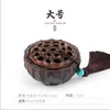 Fragrance Lamps Wooden Agarwood Burner Portable Bowl Retro Lotus Incense Burners Mini Smoke Queimadores De Incenso Aroma Diffuser ZY50XL