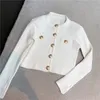 Women's Sweaters Woman Cropped Cardigan Fashion Women Elegant Button Long-Sleeved Knitted Cardigans Sweater Female Jacket Coat 221020