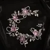 Headpieces Brud Luxury Purple Flower Pearls Rhinestones pannband tiaras kronor prom hår smycken bröllopstillbehör för kvinnor