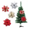 Christmas Decorations 5pcs Artificial Flower Xmas Tree Ornament Hanging Glitter Fake Merry Wreaths Wedding Decor