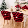 Julstol täcker röda svarta rutnätstolar Back Cover Home New Year Decoration Seat Slipcover Xmas Party Decoration Th0588