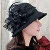 Bonnet / Skull Caps 2021 Hiver Rétro Fedora Chapeau Femmes Chapeu femme feutre Floral Sombrero mujer Bowler Chapeau Vintage formel Laine Fedora Feutre chapeaux T221013