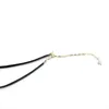 Choker Pave Pearl Beads Short Black PU Leather Necklace Flower Long Cotton Tassel Pendant Necklce Fashion Jewelry