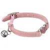 Hundhalsar Hj￤rt charm och klocka katt krage s￤kerhet elastisk justerbar med mjukt sammet material husdjursprodukt liten s rosa
