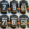 Omvänd retro hockey man 9 Jack Eichel tröjor 7 Alex Pietrangelo 71 William Karlsson 61 Mark Stone 81 Jonathan Marchessault Practice Blank Gold Grey White Red Stitch