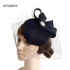 Headpieces charmiga små hattar med ansikte slöja brudtillbehör damer svart bröllop chapeau voilette mariage sh89