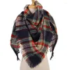 Bandane 2022 Moda Inverno Caldo Plaid Triangolo Sciarpa di Cachemire Per Le Donne Coperta A Righe Scialle Lavorato A Maglia E Avvolge Pashmina Femminile