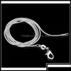 Kedjor 1mm 2mm 925 Sterling Sier Snake Choker Halsband i valfri storlek 16 18 20 22 24 26 28 30 tums Drop Delivery 2022 Jewelry F DHM8Y