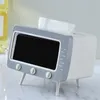 Creative 2 In 1 TV Tissue Box Desktop Paper Holder Dispenser Storage Napkin Case Organizer with Mobile Phone 220523gx