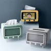 Creative 2 In 1 TV Tissue Box Desktop Paper Holder Dispenser Storage Napkin Case Organizer with Mobile Phone 220523gx