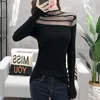 Women's Sweaters Sexy European Spring Autumn New Fund Net Yarn Splicing Nap Long-Sleeve Sets Women Cultivate V-Neck Morality Top Pullover Sweater T221019