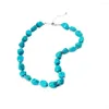 Girocollo Bohemian Blue Turquoises Stone Beads Strand Collana pendente per donna Charms Gioielli Abiti da spiaggia Collares Party 45cm