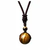 Pendant Necklaces Man 16MM Tiger Eye Stone Necklace Natural Obsidian Amethysts Energy Accessories Jewelry