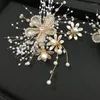 Copricapo Decorazione di nozze Copricapo da sposa Fermagli per capelli con fiore di diamanti con perline Stile di gioielli Abito da cerimonia di matrimonio 2