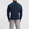 Hommes chandails hommes chemise couleur unie manches longues coupe ajustée respirant basique T-shirt col mi-haut élastique automne hauts vêtements