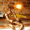 Table Lamps Personality Creative Iron Pipe Industry Loft Retro Style Coffee Bar Water Robot Lamp Decorative Gift