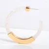 Hoop Earrings Tortoiseshell Circle Resin Acetic Acid Material With Alloy Tube Beads For Elegant Design Women's Party Jewelry