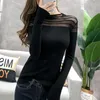 Women's Sweaters Sexy European Spring Autumn New Fund Net Yarn Splicing Nap Long-Sleeve Sets Women Cultivate V-Neck Morality Top Pullover Sweater T221019