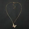 Choker Fancy Crystal Butterfly Necklace Pendants For Woman Chokers Rhinestone Shining Stainless Steel Cubic Zircon Chain Wedding Gift